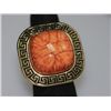 Image 1 : FASHION JEWELRY BRASS RING; SYNTHETIC LIGHT ORANGE STON