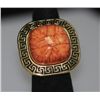 Image 2 : FASHION JEWELRY BRASS RING; SYNTHETIC LIGHT ORANGE STON
