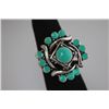 Image 2 : FASHION JEWELRY SYNTHETIC TURQUOISE COLORED BRASS RING