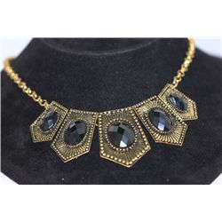 FANCY FASHION BRASS BLACK NECKLACE