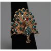 Image 1 : FASHION JEWELRY LIGHT BLUE CZ AND RED CZ PEACOCK SHAPED