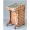 Image 1 : A Victorian marquetry and burr walnut davenport with leather lined slope, pen drawer and 5 side d...