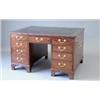 Image 1 : A 19th century mahogany partners desk, the reeded top with tooled green leather skiver over 9 dra...