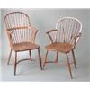 Image 1 : A Victorian yew and elm comb back Windsor chair, with solid seat crinoline stretcher and turned t...