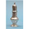 Image 1 : A George III silver baluster castor with wrythen finial, maker, R. Peaston, 1766, 5ins. £100-150...