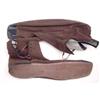 Image 1 : A pair of Victorian brown cotton, side laced boots having black patent toe caps £100-150...