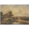 Image 1 : 19th century Dutch School, unframed oil on wooden panel, landscape with river and windmills, 4.5i...