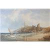 Image 1 : E.E.West (19th century) watercolour, Tintagel Castle from the shore, signed, 24ins x 36ins  (see...