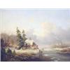 Image 1 : Circle of Frederick Marianus Kruseman (1816-1882) oil on mahogany panel, Winter landscape with fi...