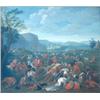 Image 1 : Circle of Barend Van Kalraet (1649-1737), Dutch, oil on wooden panel, Battle between the Turks an...