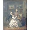 Image 1 : E.Cabe, oil on canvas, Gentlemen admiring a lady seated at an easel (believed to be American) sig...