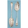 Image 1 : Two George III silver tablespoons decorated as a pair of berry spoons £60-80...