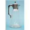 Image 1 : An Edwardian silver claret jug with acanthus finial and Stourbridge style cut glass body, Birming...