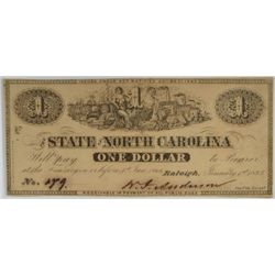 1863 NORTH CAROLINA $1.00 NOTE UNC
