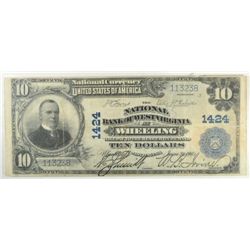 1902 $10.00 NATIONAL WHEELING, WEST VA., VF