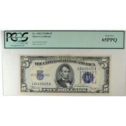 1934-B $5.00 SILVER CERT. FR 1652 PCGS 65 PPQ