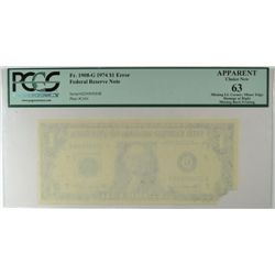 1974 $1 FDR NOTE MINT ERROR PCGS 63