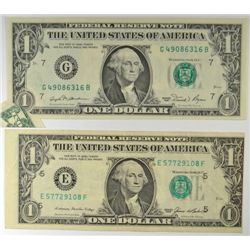 1981 $1 FDR NOTE MINT ERROR FOLD OVER & 1985 $1 FDR NOTE MINT ERROR CUTTING