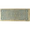 Image 2 : CONFEDERATE $5.00 NOTE 1864 CIRCULATED