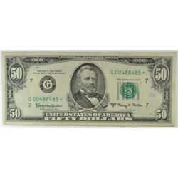 $50.00 FRN STAR NOTE 1963 A XF