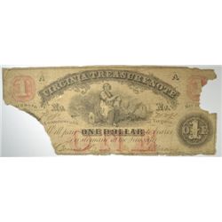 1862 $1 VIRGINIA TREASURY NOTE