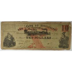 1862 $10 STATE OF MISSISSIPPI NOTE