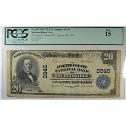 1902 $20 NATIONAL FAYETTEVILLE, WV #8345 PCGS 15