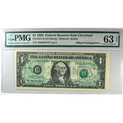 1995 $1 FDR NOTE MINT ERROR PMG 63 EPQ