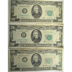 $20.00 FRN STAR NOTES: 1950 C, 1963 A, 1950 A VG