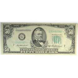 $50.00 FRN STAR NOTE 1950 B XF