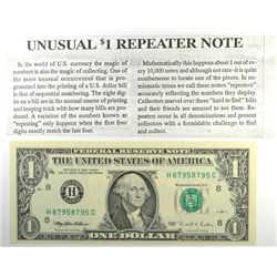 1995 $1 FEDERAL RESERVE NOTE (REPEATER) RARE