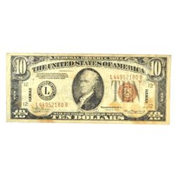 1934 A $10 FEDERAL RESERVE NOTE "HAWAII"