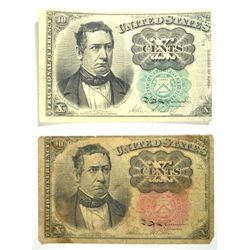 1874 TEN CENT FRACTIONAL RED SEAL & 1874 TEN CENT US FRACTIONAL GREEN SEAL