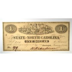 1863 $1 STATE OF NORTH CAROLINA NOTE