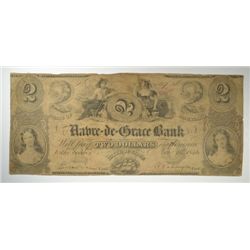 1846 $2 HAVRE-DE-GRACE NOTE MARYLAND