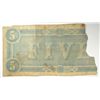 Image 2 : CONFEDERATE $5.00 NOTE 1864 TORN
