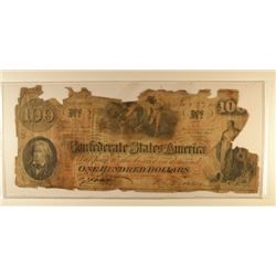 CONFEDERATE $100.00 NOTE 1862 POOR