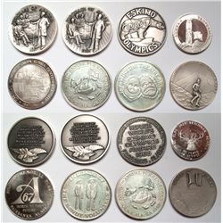 Eight sterling silver medallions