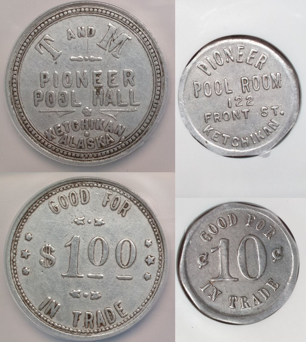 Two pool room tokens