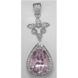 KUNZITE & DIAMOND PENDANT