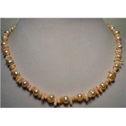 Coral and Freshwater Pearl Necklace