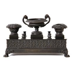 Napoleon III bronze inkstand circa 1870, rectangul