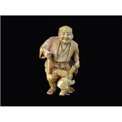 Signed Hand Carved Ivory Netsuke Figure