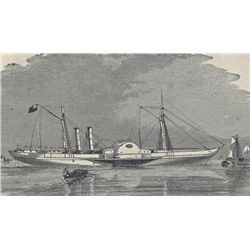 Antique PRINT scene The Confederate Steamer