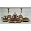 Image 1 : A red onyx and gilt metal desk set