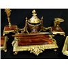 Image 2 : A red onyx and gilt metal desk set