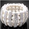 Image 1 : Crystal & Pearl Stretch Style Bangle Bracelet