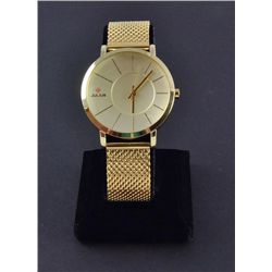 Men's Gold Colored Round Mesh Wrist Watch