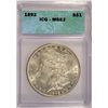 Image 1 : 1892 MORGAN DOLLAR ICG MS 62   WHITE