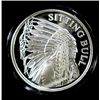 Image 1 : "SITTING BULL" FEATURED ON A ONE OUNCE.999 SILVER  ART ROUND, IN BOX AND CAPSULE